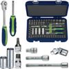 Socket wrench sets, elements and actuating tools