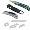 Utility knives, safety knives and blades