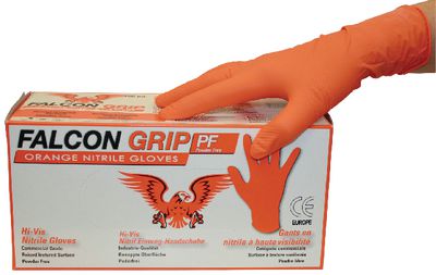 Rukavice nitril za jednokratnu upotrebu Falcon, Grip, Hi-Viz, narančaste