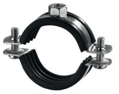 Easy Act Rohrschelle 225 mm mit Gummidichtung für Lüftungskanäle, Schraubrohrschelle aus verzinktem Stahl, Rohr Schelle mit M8/M10 Anschluss