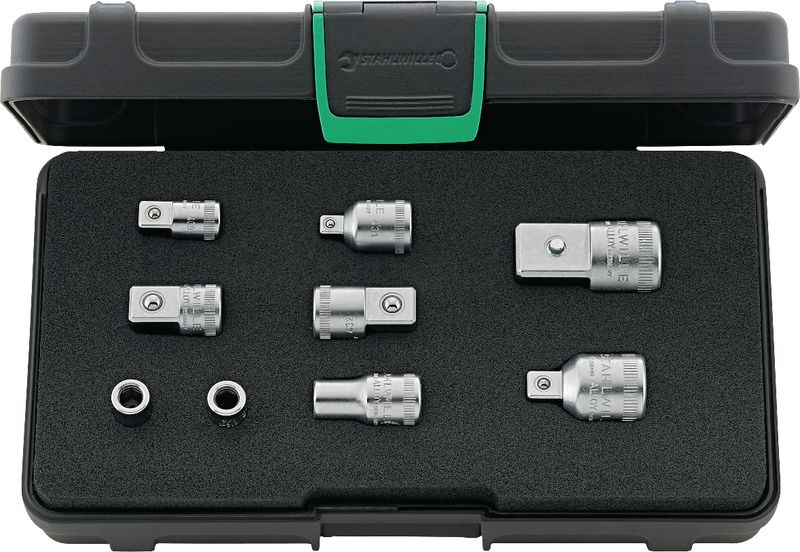 4-tlg. Adapter-Set Für Stecknüsse – Chrom-Vanadium-Stahl, Geschwärzt – Wandelt Antriebsgrößen Um