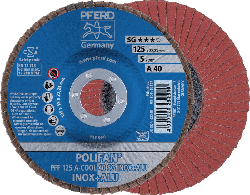 Meule-éventail PFERD POLIFAN® A-COOL SG INOX + ALU | BRW-CH