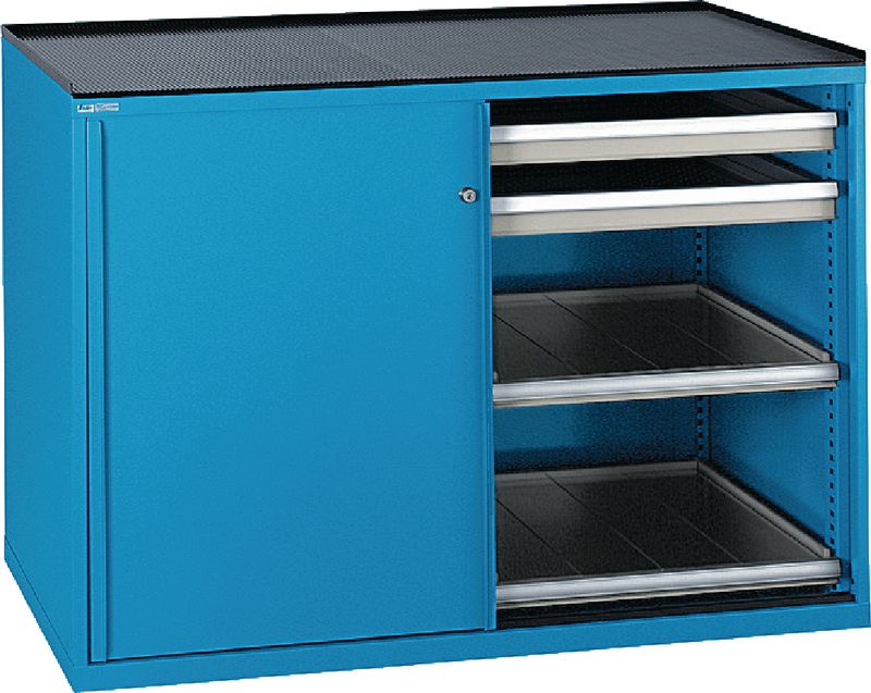 Drawer cabinet with sliding doors LISTA | BRW-CH