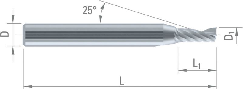 VHM-Alufräser Einzahnfräser Z=1 – Poliert, 3,0 Mm, Schaft 3 Mm, Schneidlänge 15 Mm, Gesamtlänge 45 Mm – Für NE-Metalle, Holz & Kunststoff VHM Alufräser 3mm