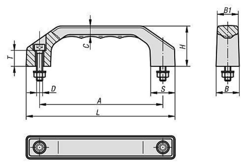 Pull handle KIPP, K0200, external thread | BRW-CH